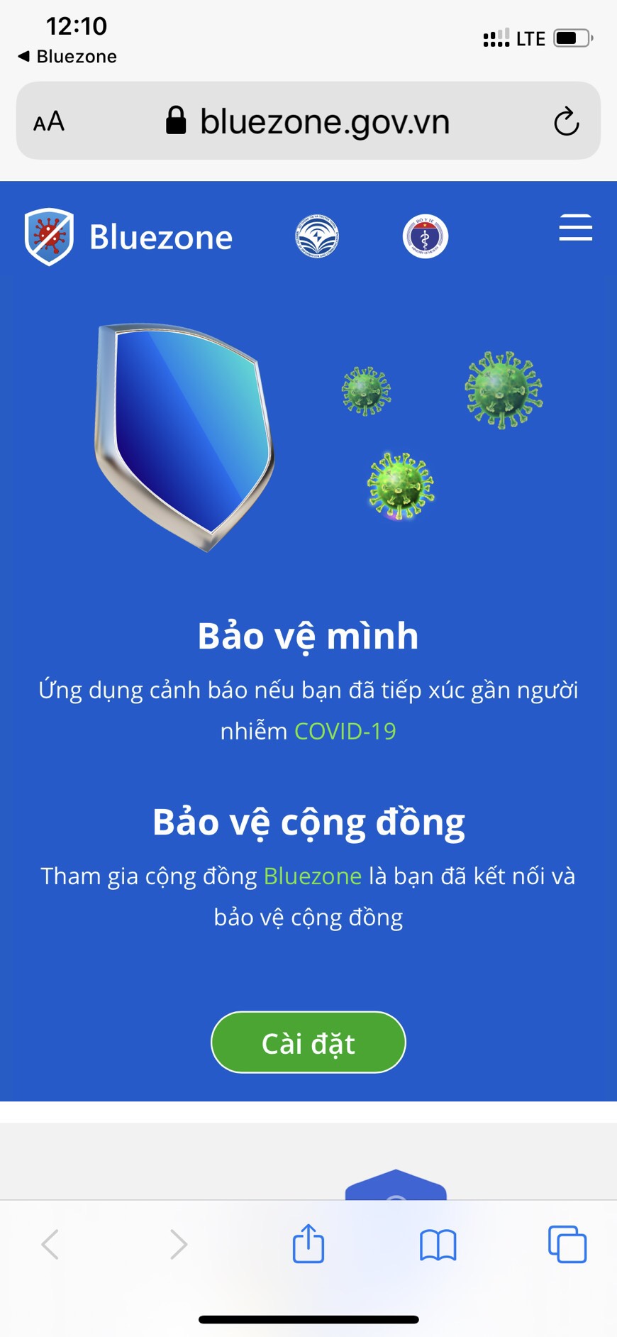 Cài đặt ứng dụng Bluezone - Bảo vệ mình, bảo vệ cộng đồng